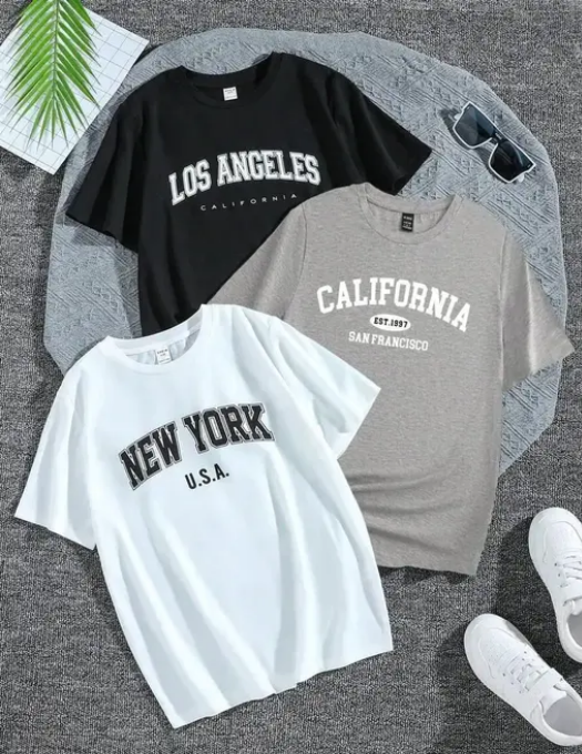 Men’s Stylish City Printed T-Shirt Combo | Los Angeles, New York, California Print | 100% Pure Cotton Round Neck Tees | Daily Wear Casual T-Shirts for Men | Pack of 3 – Soft & Comfortable UrbanEeth